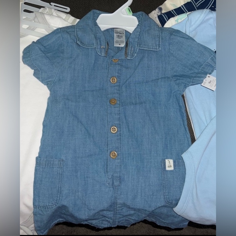 BABY BOY Carter's Denim Blue Button romper 18 months